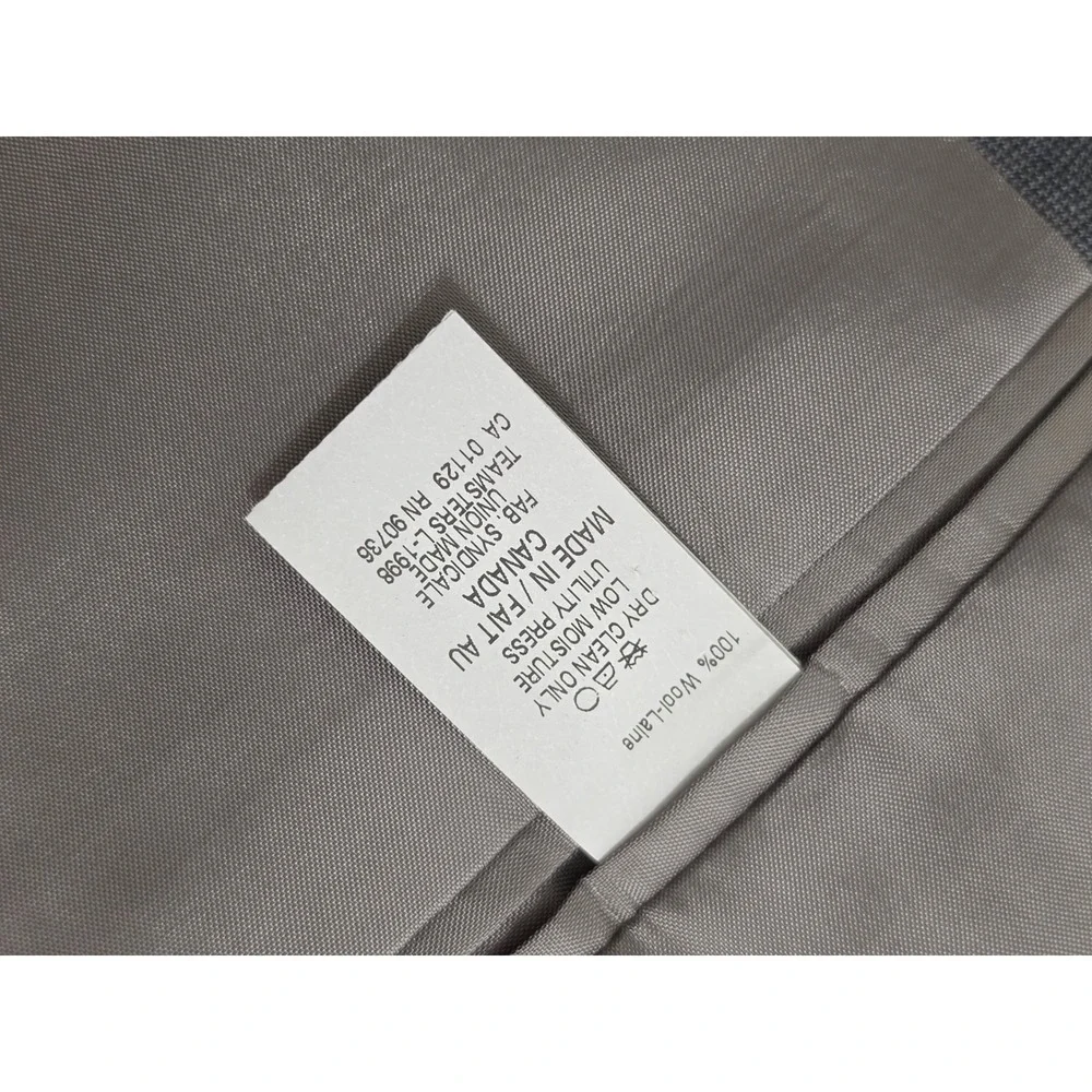 Lauren Ralph Lauren Mens Grey 100% Wool 2 Button Blazer Jacket 50R Madein Canada